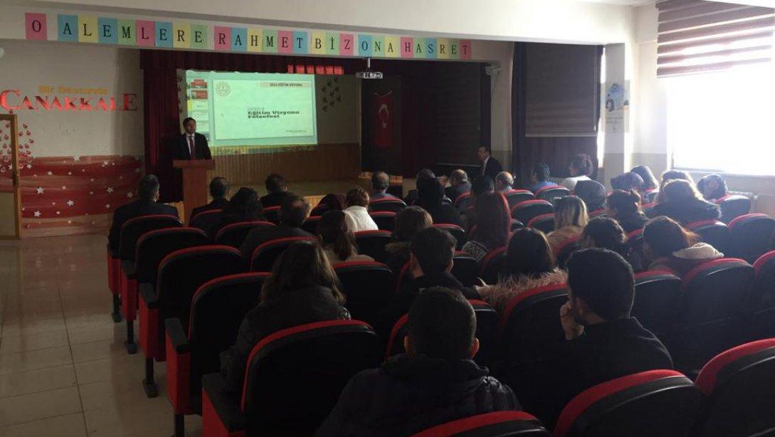 2023 Eğitim Vizyonu İlçe Çalıştayı Çıldır Anadolu İmam Hatip Lisesinde yapıldı.